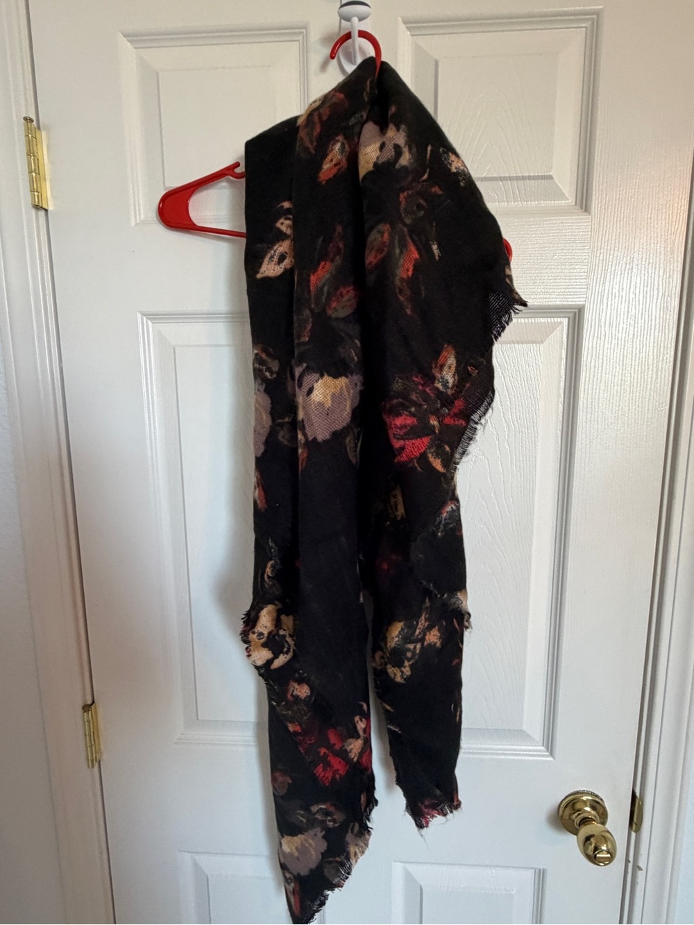 Maurices Black Scarf with Brown and Tan Floral Pattern - Picture 3 of 4